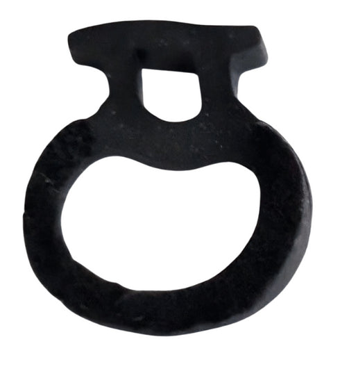 Black metal ring-shaped object on a white background